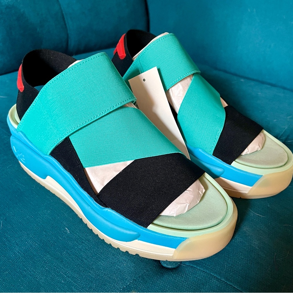 NWT Y-3 Women's Sandals in Aqua, Red, and Black